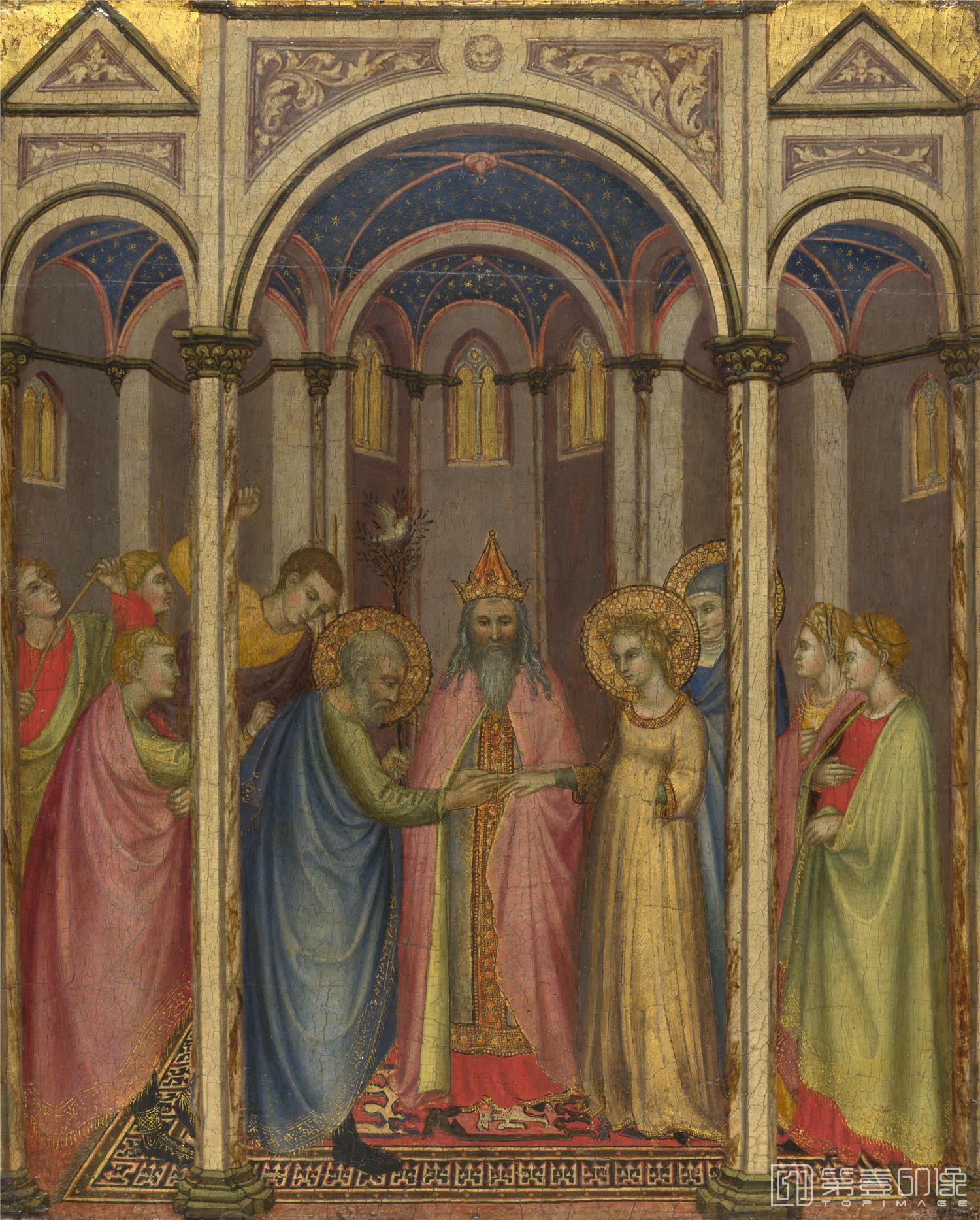 油画-大英博物馆藏画-Gregorio di Cecco di Luca - The Marriage of the Virgin-1049